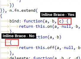 js formatter inline brace